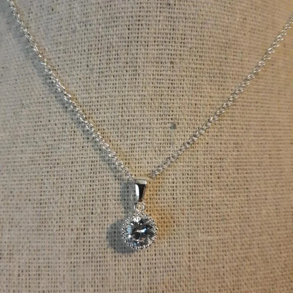 CZ Pendant Necklace- Solitaire
